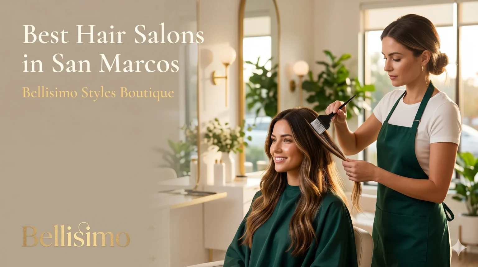 Stylist applying balayage color at one of the luxury hair salons in San Marcos